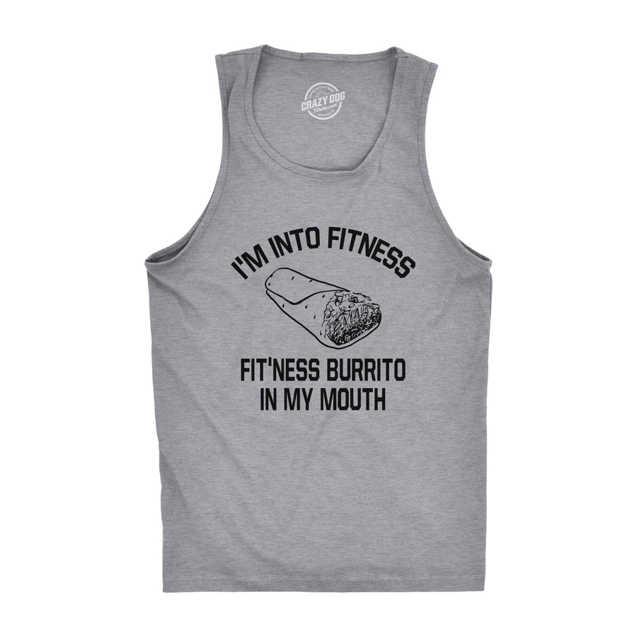 Funny Light Heather Grey - Tank Fitness Burrito In My Mouth Mens Tank Top Nerdy Cinco De Mayo Fitness Food Sarcastic Tee