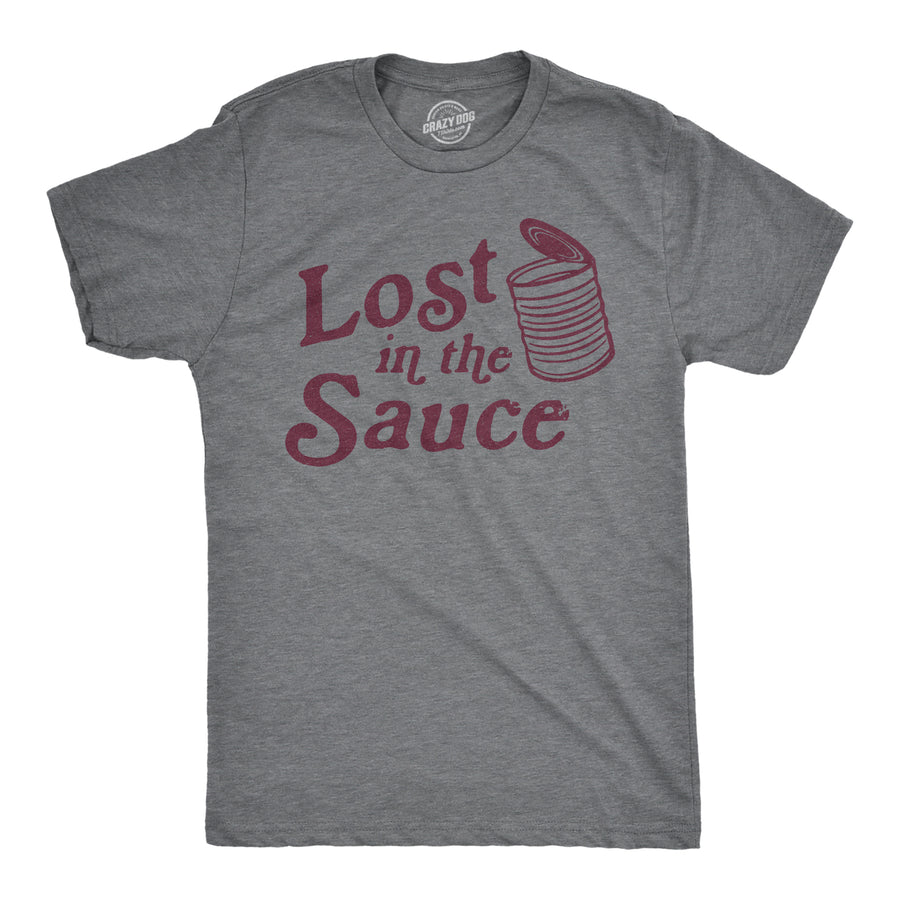 Funny Dark Heather Grey Lost In The Sauce Mens T Shirt Nerdy Thanksgiving Food Tee