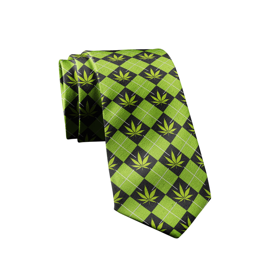 Funny Green Marijuana Argyle Nerdy 420 Tee