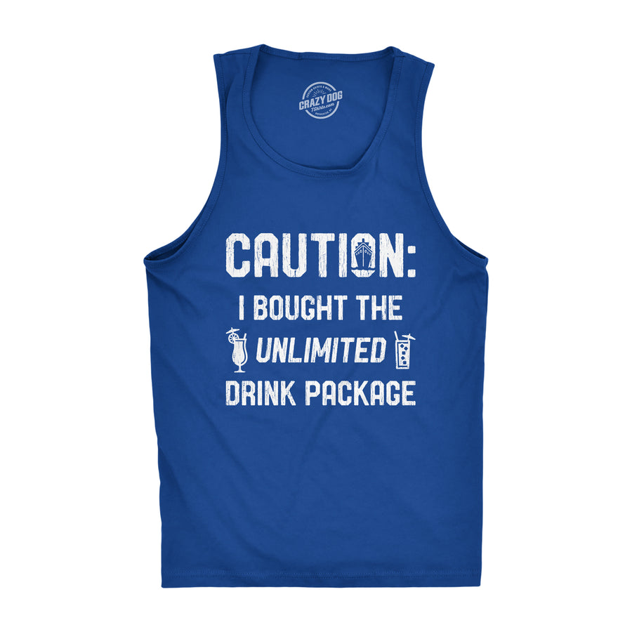 Funny Royal Caution I Bought The Unlimited Drink Package Mens Tank Top Nerdy Vacation Drinking Tee