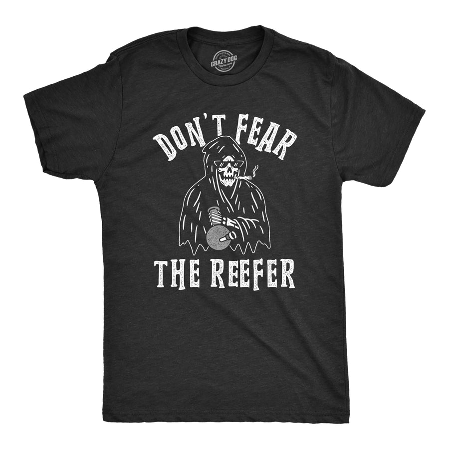 Funny Heather Black Don't Fear The Reefer Mens T Shirt Nerdy Halloween 420 Tee