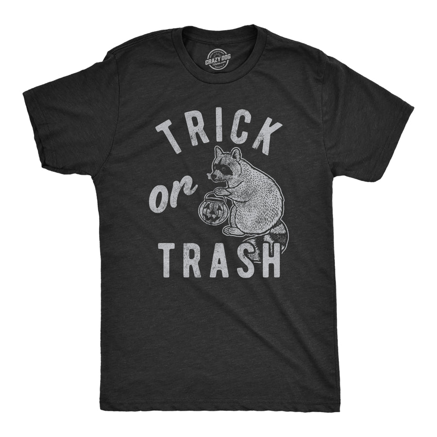 Funny Heather Black Trick Or Trash Mens T Shirt Nerdy Halloween Animal Tee