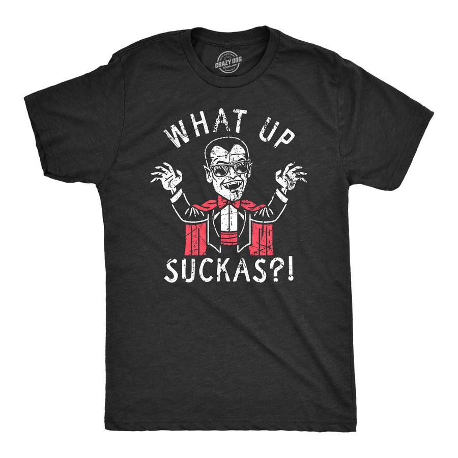 Funny Heather Black - What up Suckas What Up Suckas Mens T Shirt Nerdy Halloween Tee