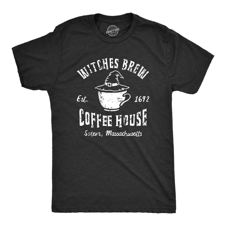 Funny Heather Black - WITCHES Witches Brew Coffee House Mens T Shirt Nerdy Halloween Coffee Tee