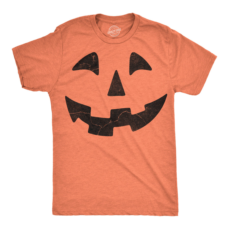 Funny Orange Pumpkin Face Mens T Shirt Nerdy Halloween Tee