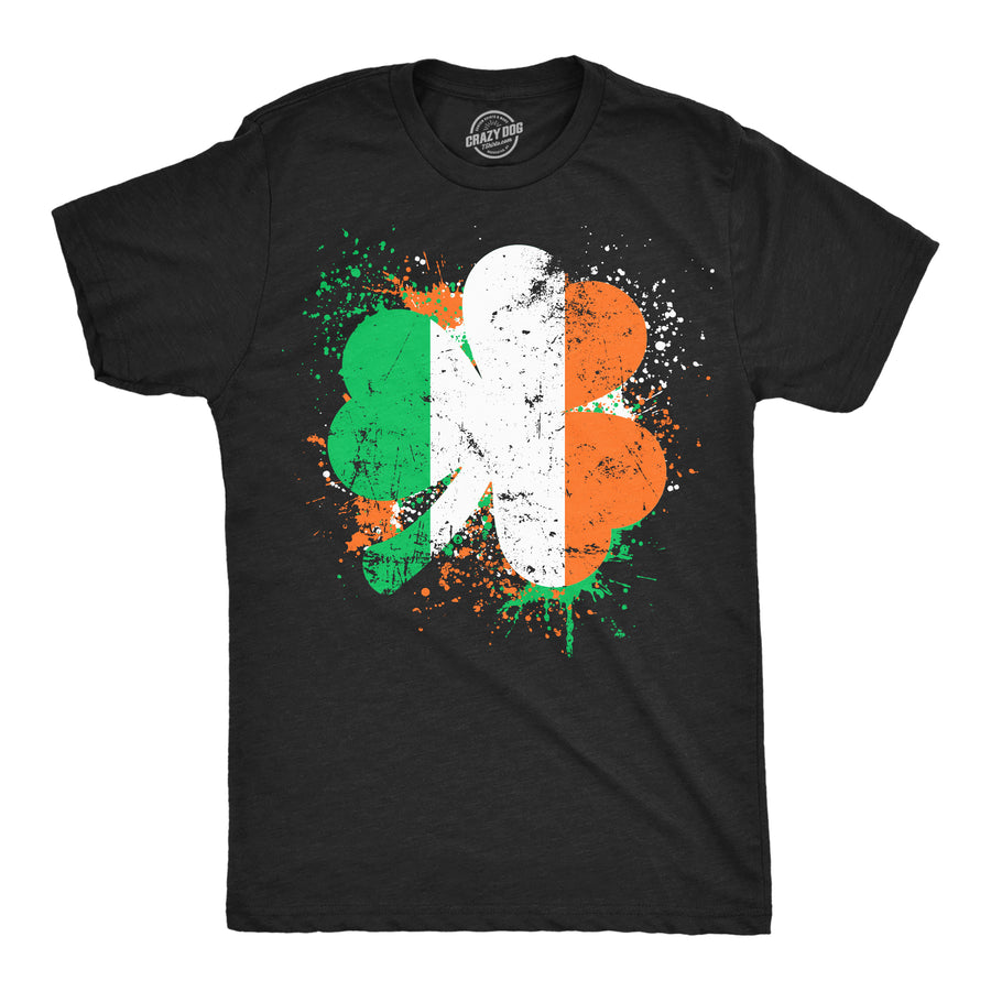 Funny Heather Black - Irish Flag Clover Irish Flag Clover Mens T Shirt Nerdy Saint Patrick's Day Tee