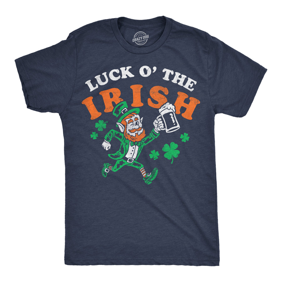 Funny Heather Navy - Luck O The Irish Luck O The Irish Mens T Shirt Nerdy Saint Patrick's Day Tee