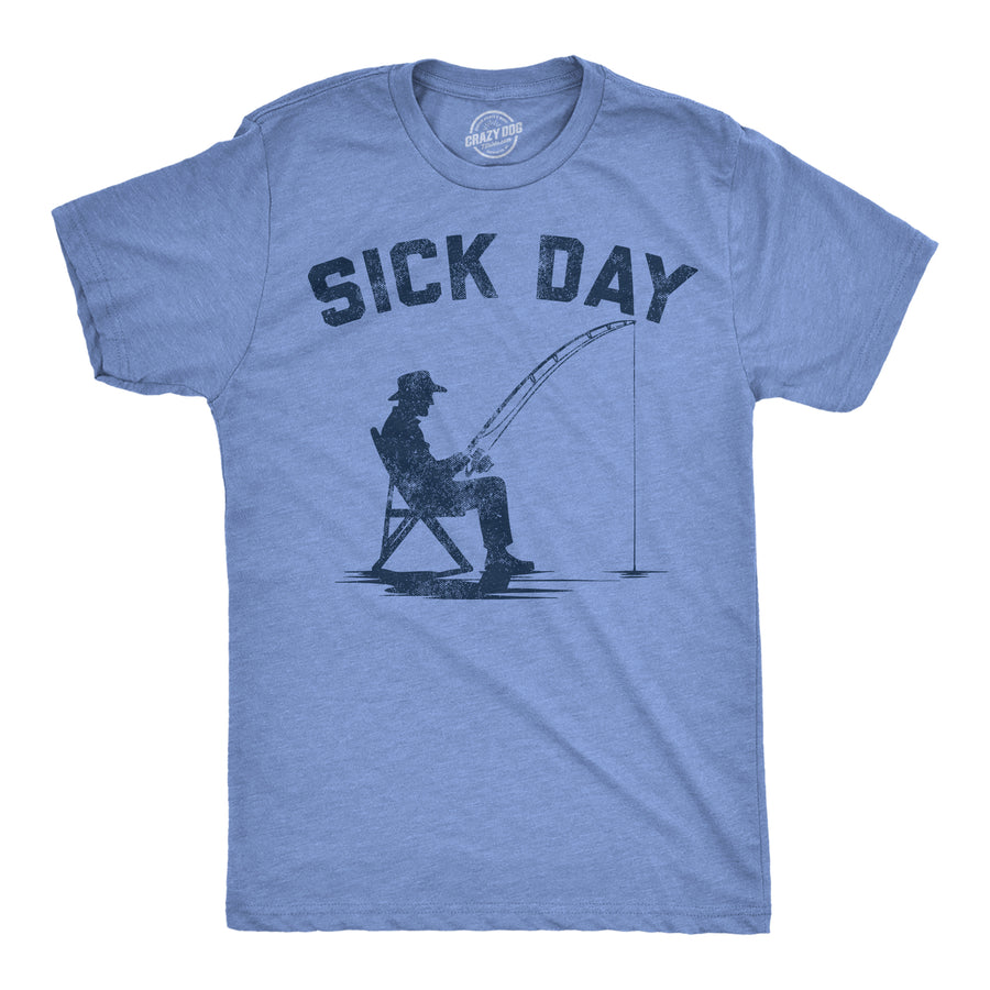 Funny Light Heather Blue - Sick Day Fishing Sick Day Fishing Mens T Shirt Nerdy fishing office Tee